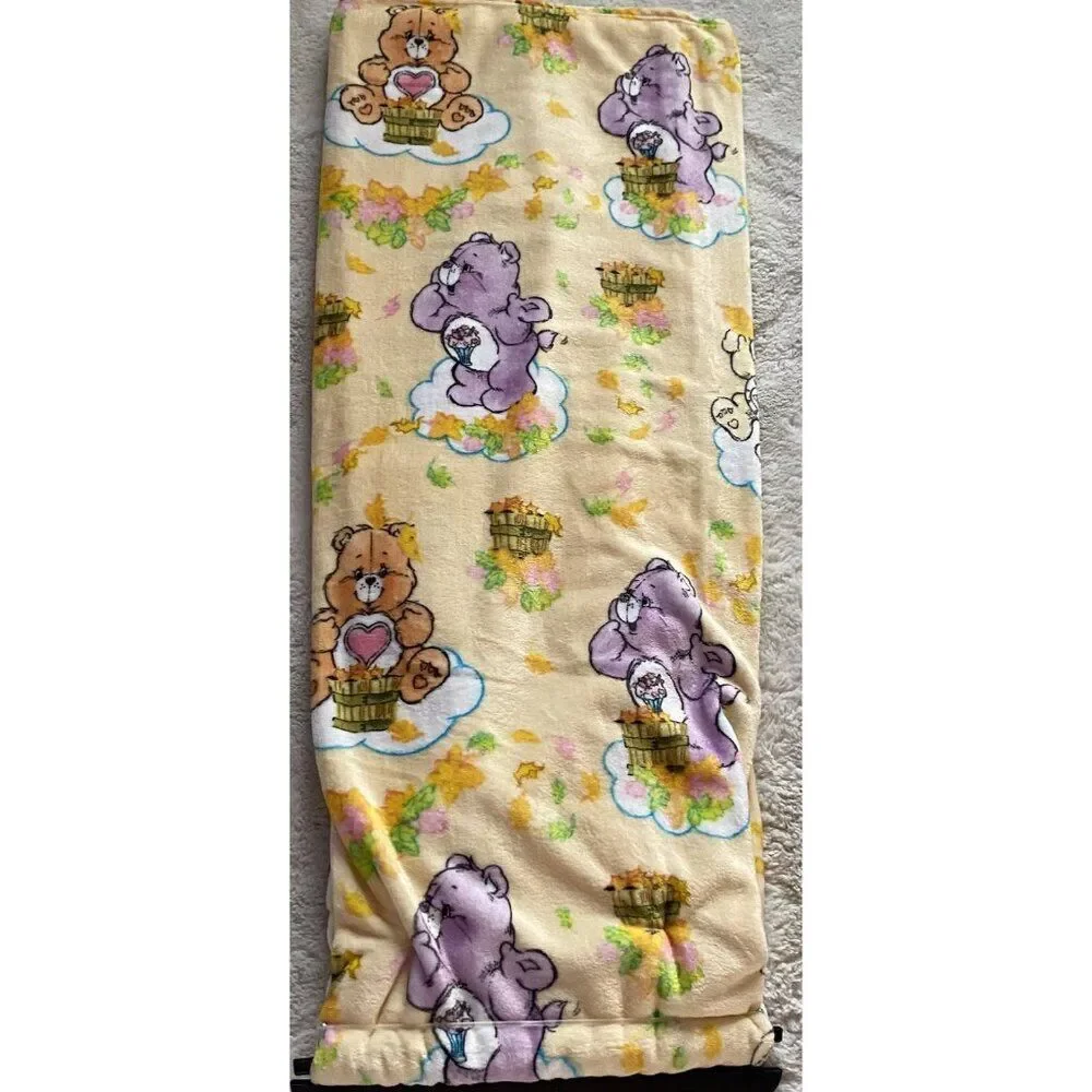 Care Bears Autumn Fall Leaves‎ 60 X 90” TWIN Sz Throw Blanket Yellow NEW